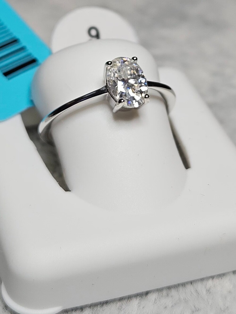 NWT 1.00 CTW Oval Cut Moissanite Solitaire Ring 925 Sterling Silver Sz 6